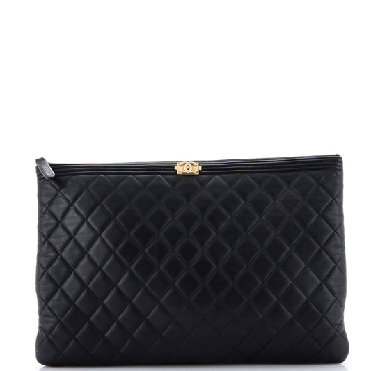 Boy O Case Clutch Quilted Lambskin Large