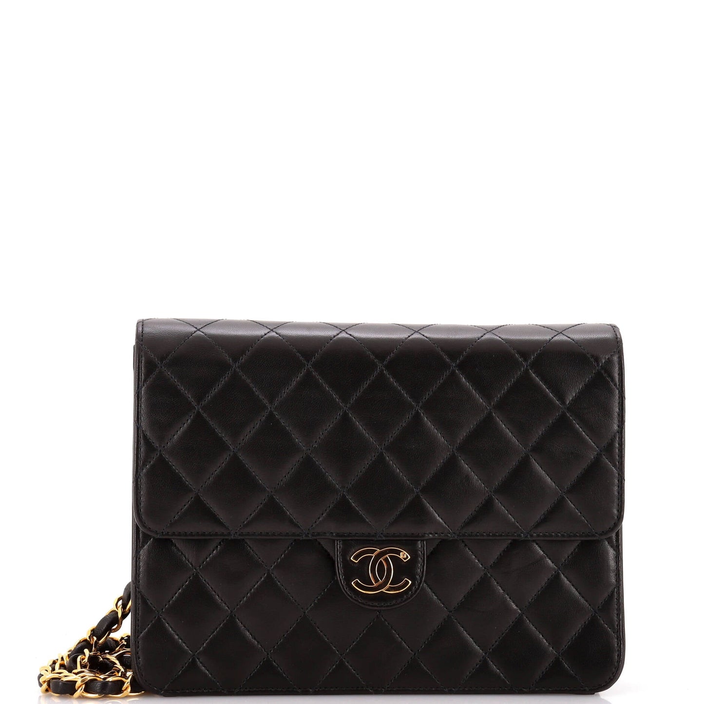 Vintage Clutch with Chain Quilted Leather Small