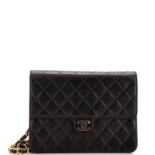 Vintage Clutch with Chain Quilted Leather Small