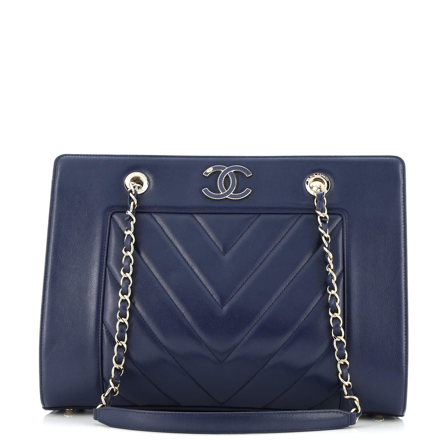 Mademoiselle Vintage Shopping Tote Chevron Sheepskin Medium