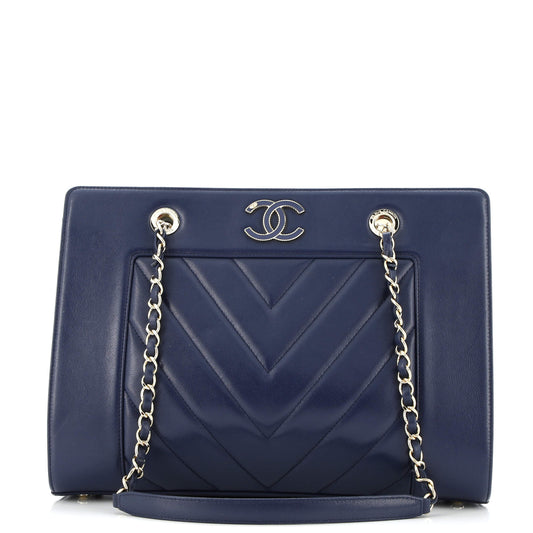 Mademoiselle Vintage Shopping Tote Chevron Sheepskin Medium