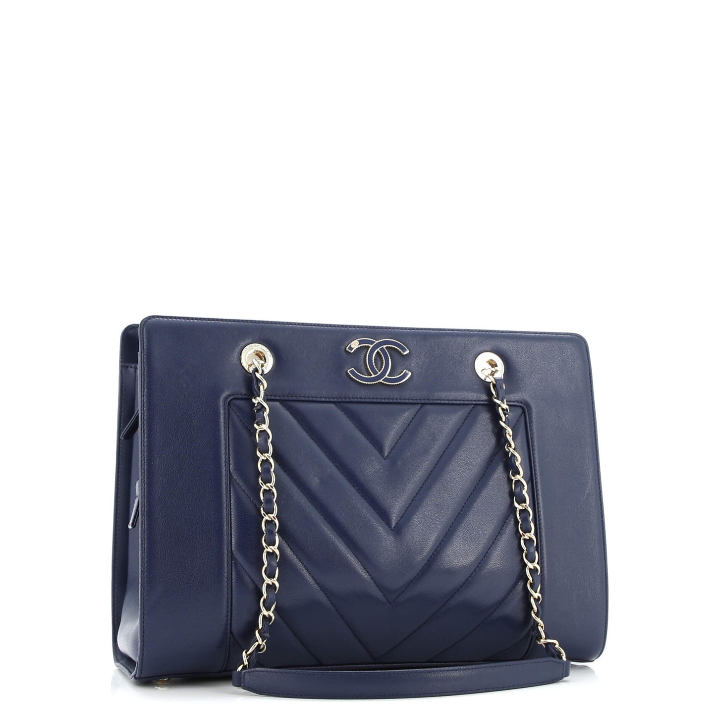 Mademoiselle Vintage Shopping Tote Chevron Sheepskin Medium