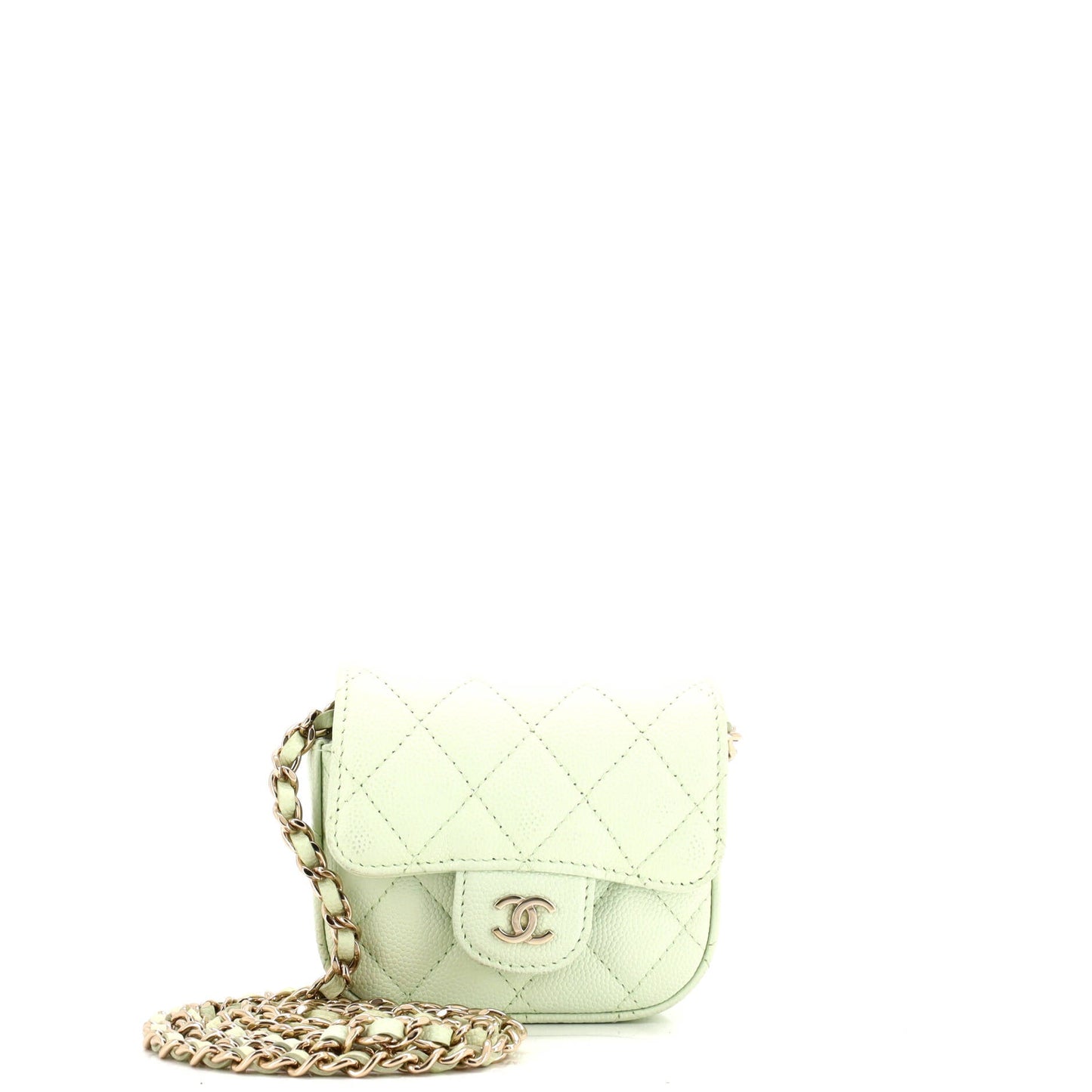 Classic Square Flap Clutch with Chain Quilted Caviar Mini
