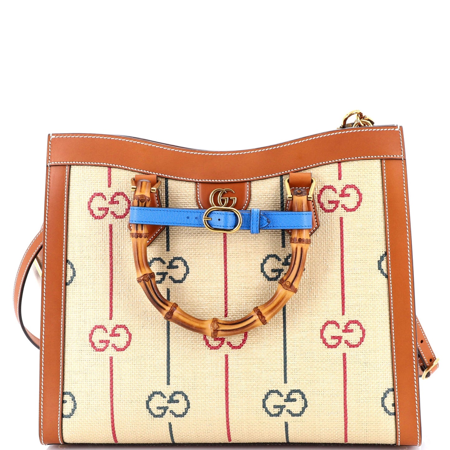Diana NM Bamboo Handle Tote GG Raffia Medium