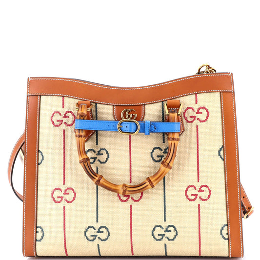 Diana NM Bamboo Handle Tote GG Raffia Medium