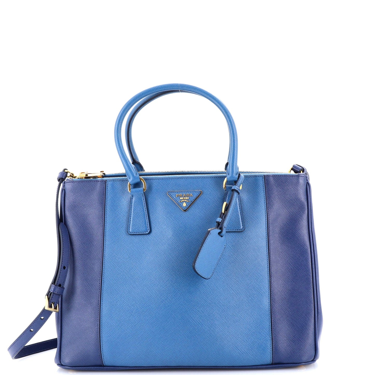 Bicolor Double Zip Lux Tote Saffiano Leather Medium