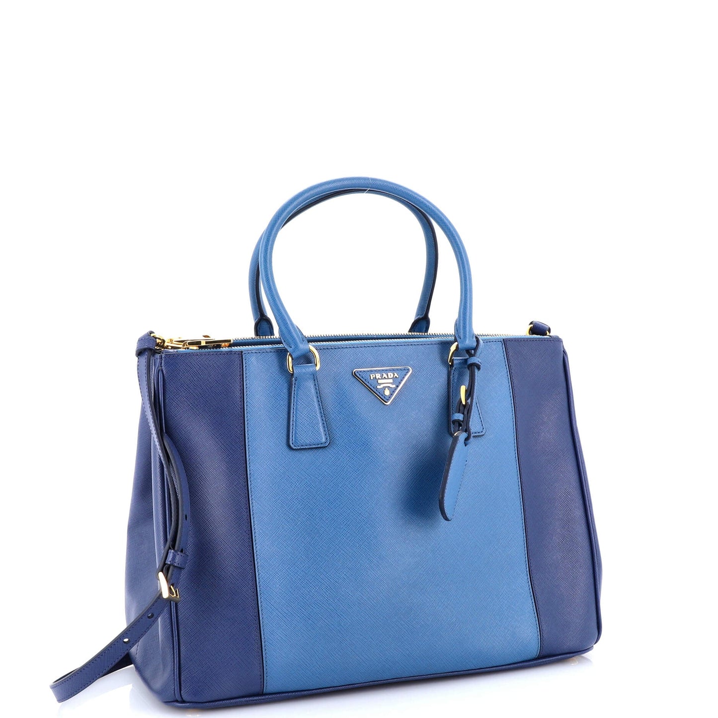 Bicolor Double Zip Lux Tote Saffiano Leather Medium