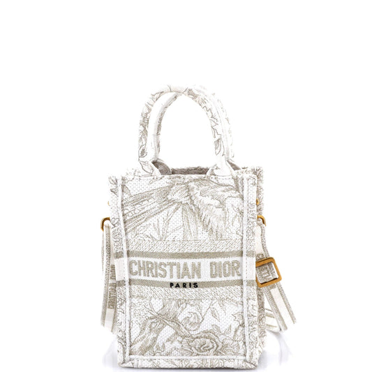 Book Tote Phone Bag Embroidered Canvas Mini