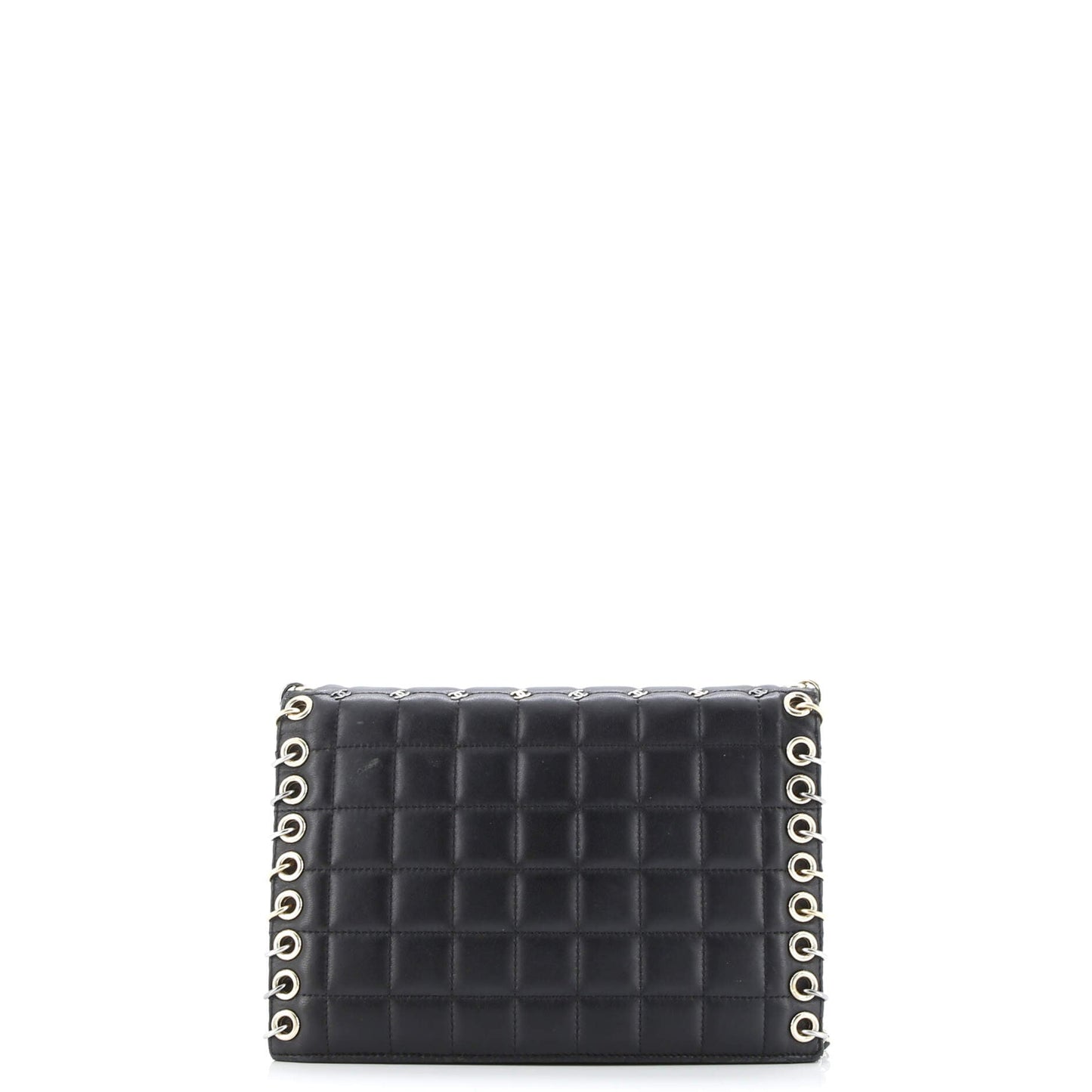 Metal CC Signature Clutch on Chain Embellished Quilted Leather Small