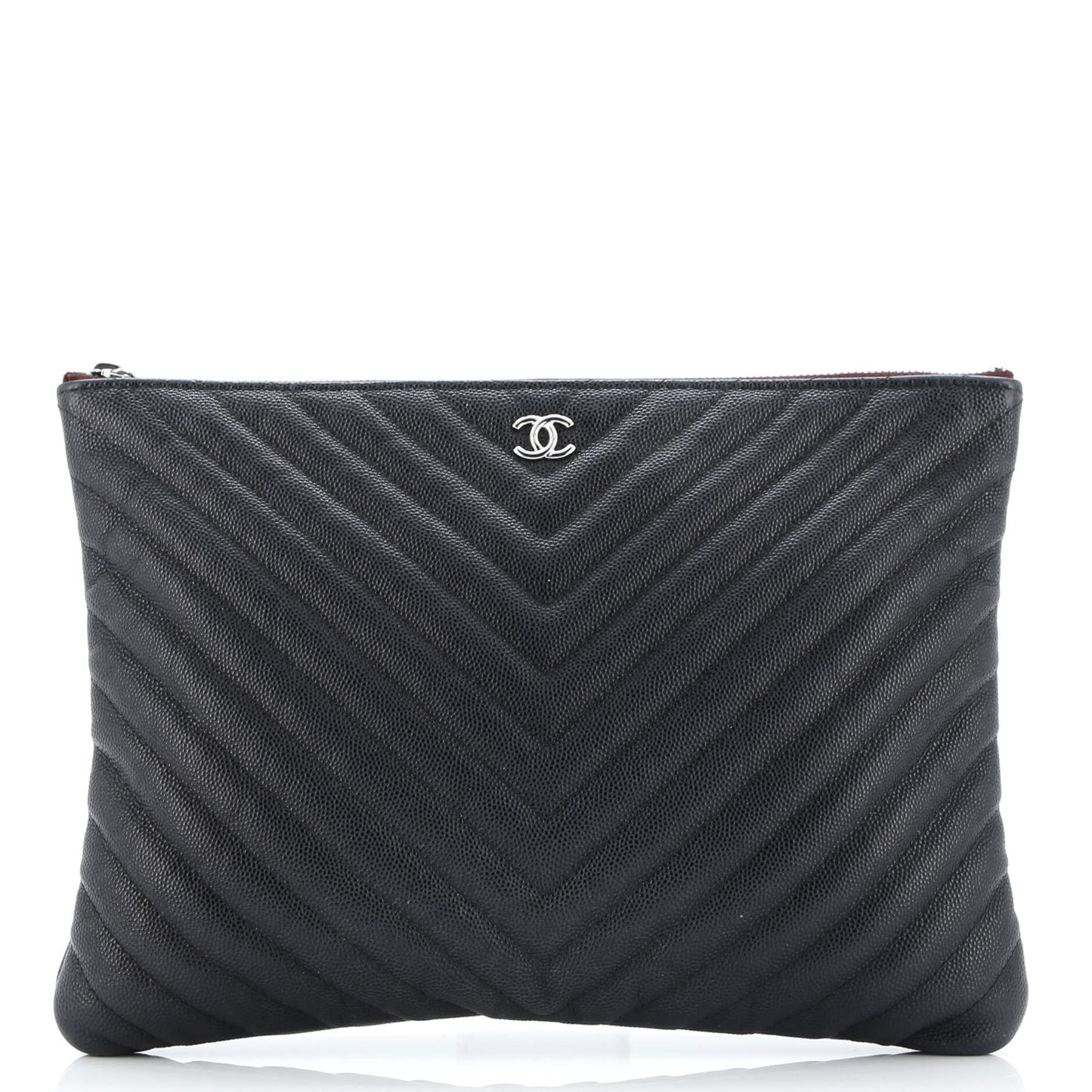 O Case Clutch Chevron Caviar Medium
