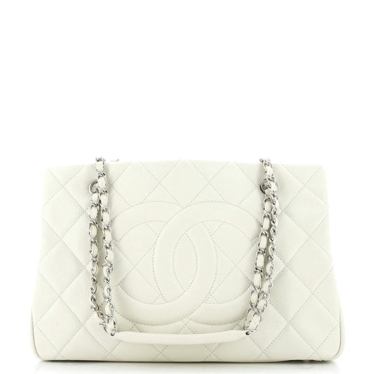 Timeless CC Shopping Tote Quilted Caviar Medium