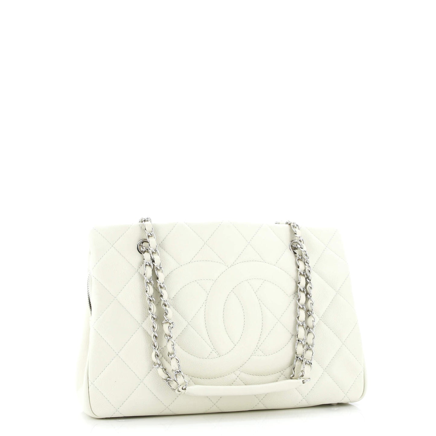 Timeless CC Shopping Tote Quilted Caviar Medium