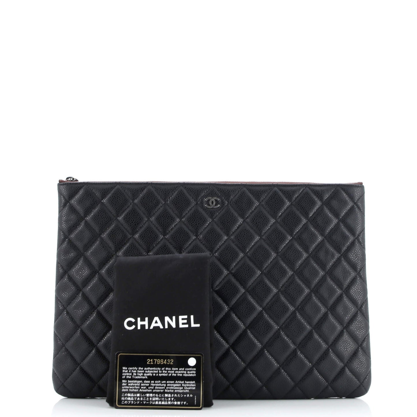 O Case Clutch Quilted Caviar Large