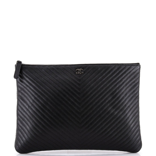 O Case Clutch Chevron Caviar Large
