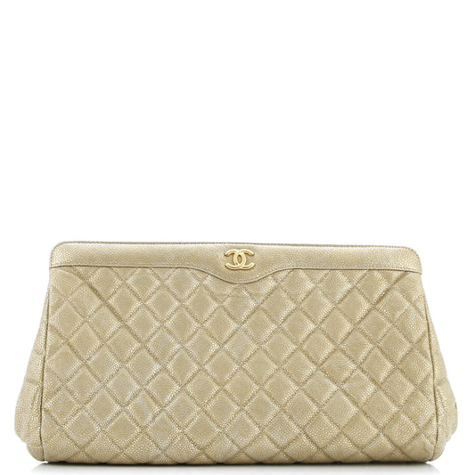 CC Frame Clutch Quilted Caviar Large