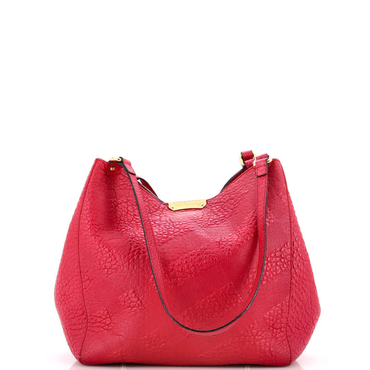 Canter Tote Check Embossed Leather Small