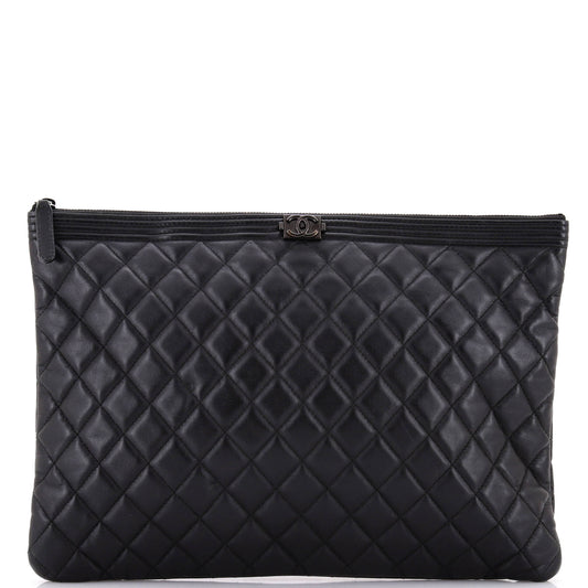 Boy O Case Clutch Quilted Lambskin Large