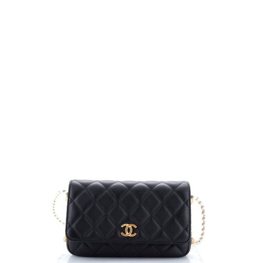 About Pearls Wallet on Chain Quilted Calfskin