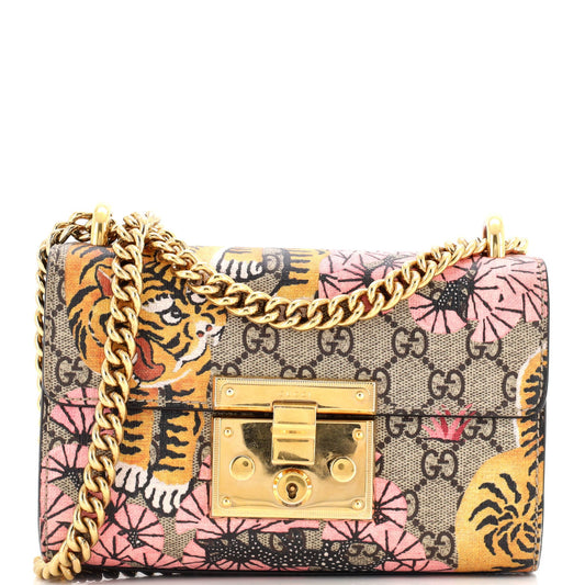 Padlock Shoulder Bag Bengal Print GG Coated Canvas Small