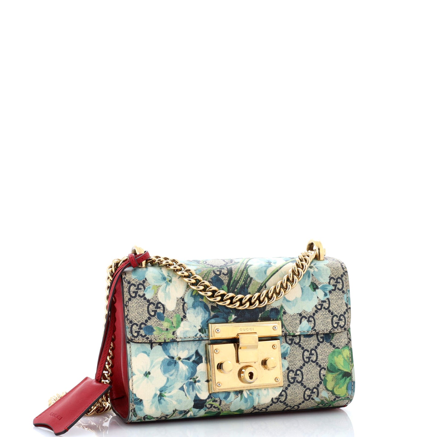 Padlock Shoulder Bag Blooms Print GG Coated Canvas Small