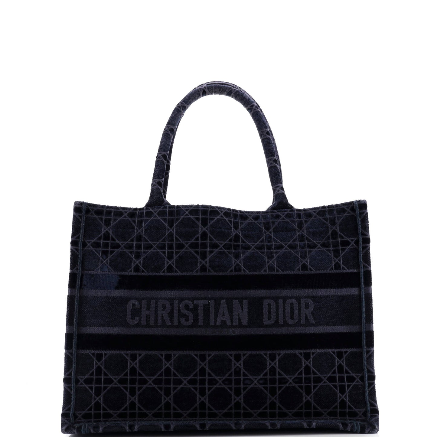 Book Tote Cannage Embroidered Velvet Medium