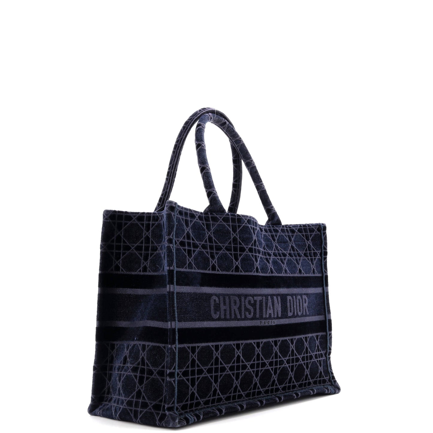 Book Tote Cannage Embroidered Velvet Medium