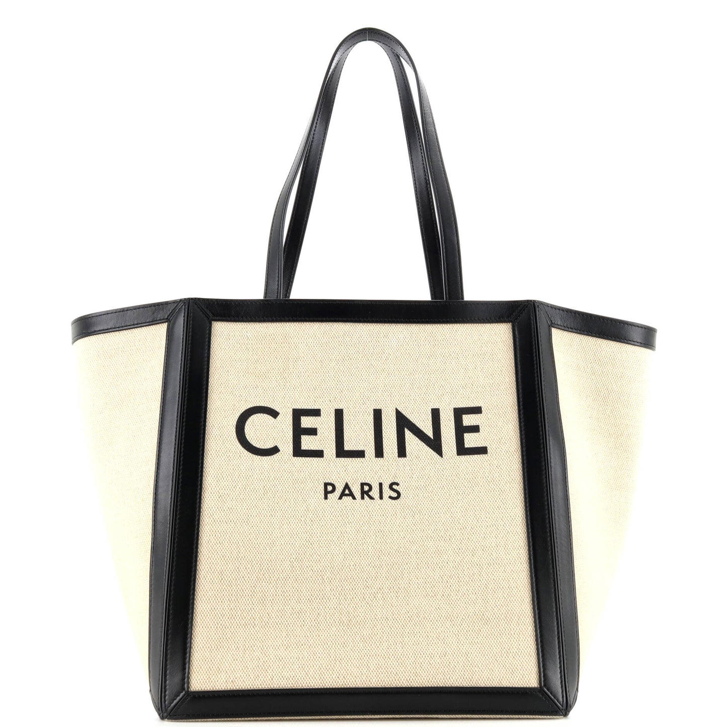 Vertical Square Cabas Tote Canvas with Leather Large