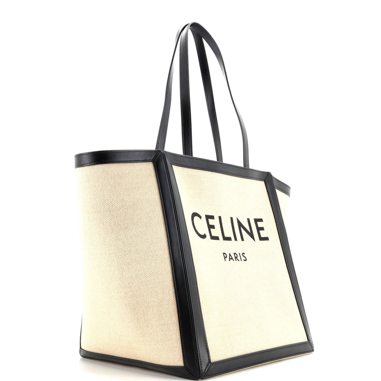 Vertical Square Cabas Tote Canvas with Leather Large