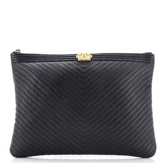 Boy O Case Clutch Chevron Caviar Medium
