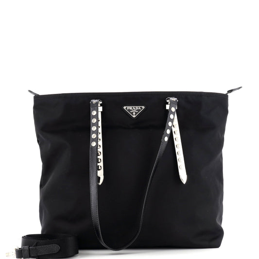 New Vela Convertible Tote Tessuto with Studded Leather Medium