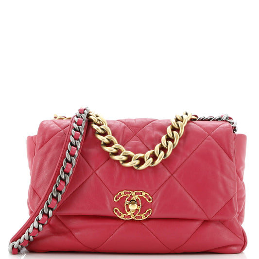 19 Flap Bag Quilted Leather Large