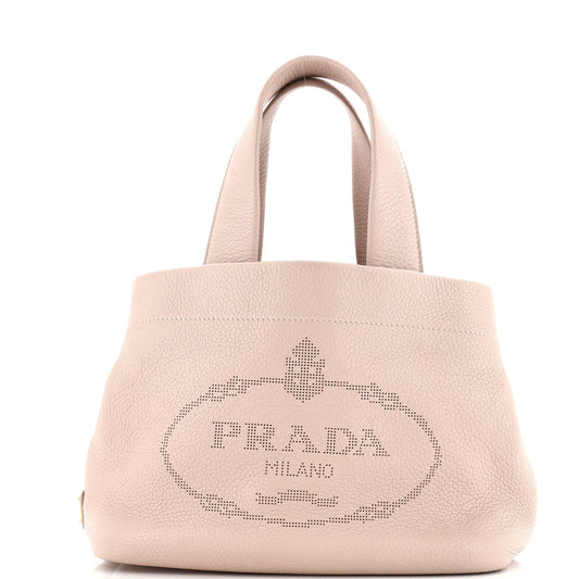 Logo Tote Bag Perforated Leather Small