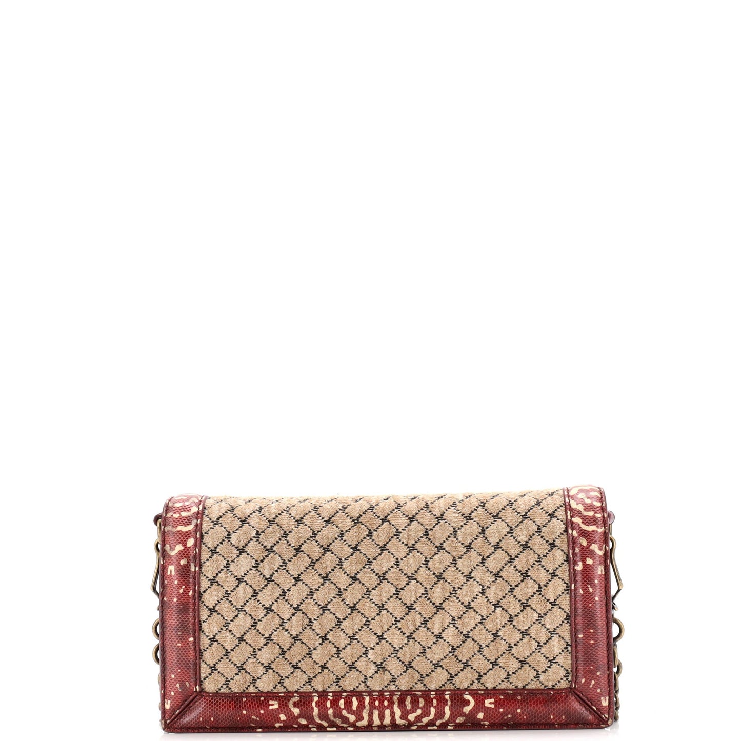 Olimpia Knot Chain Clutch Intrecciato Knit with Snakeskin Trim