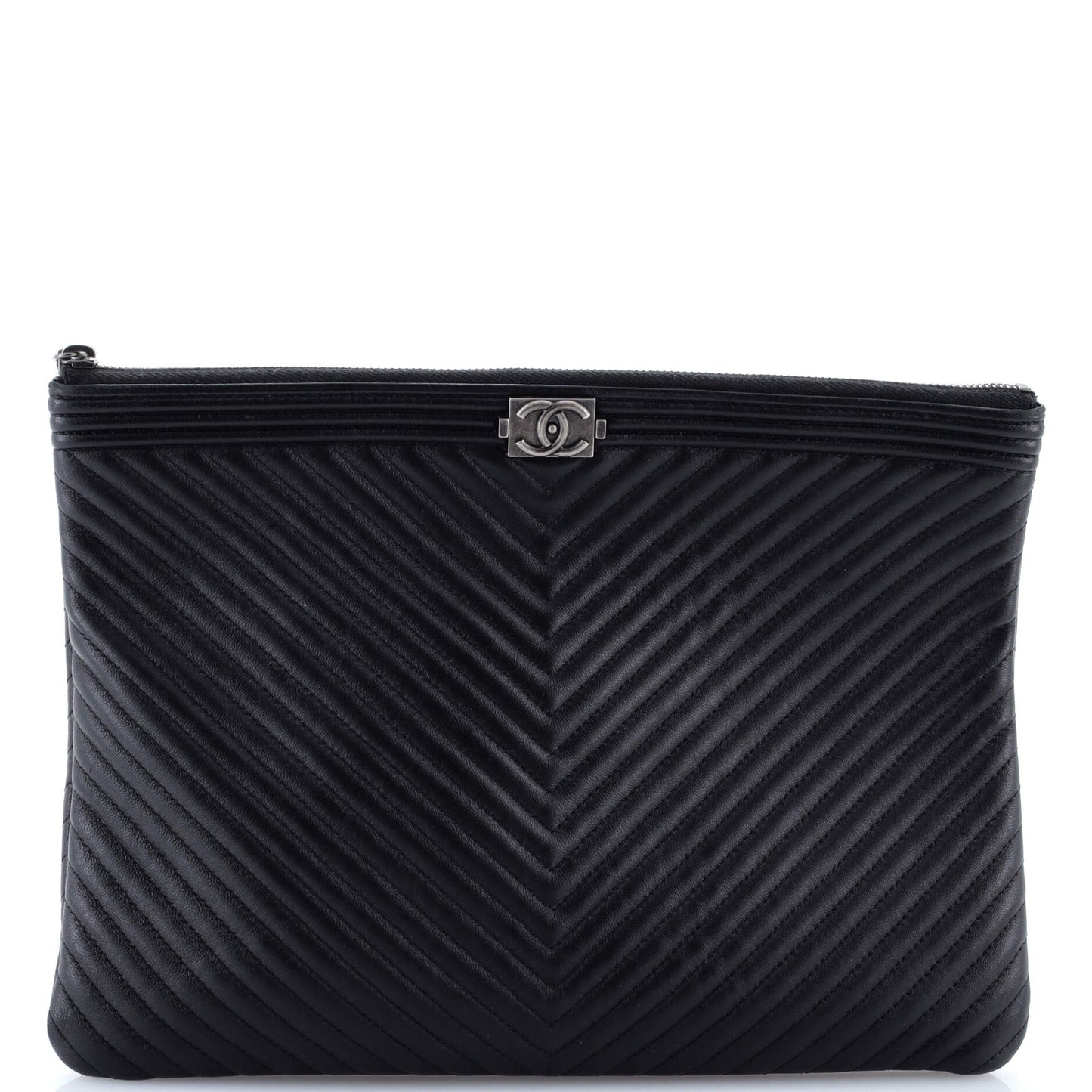 Boy O Case Clutch Chevron Calfskin Medium