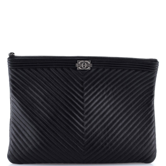 Boy O Case Clutch Chevron Calfskin Medium