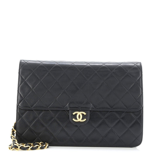 Vintage Clutch with Chain Quilted Leather Medium