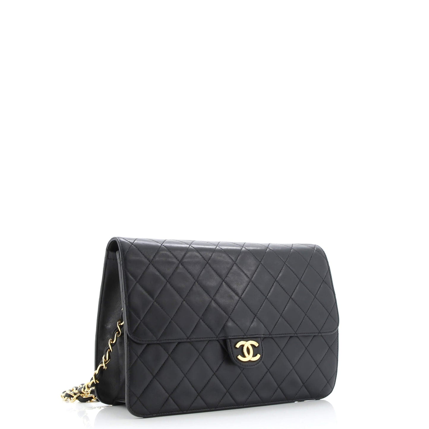 Vintage Clutch with Chain Quilted Leather Medium