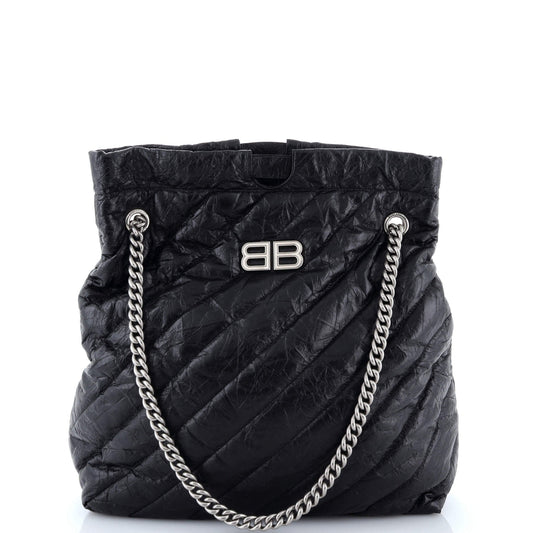 Crush Chain Tote Quilted Crushed Calfskin Small