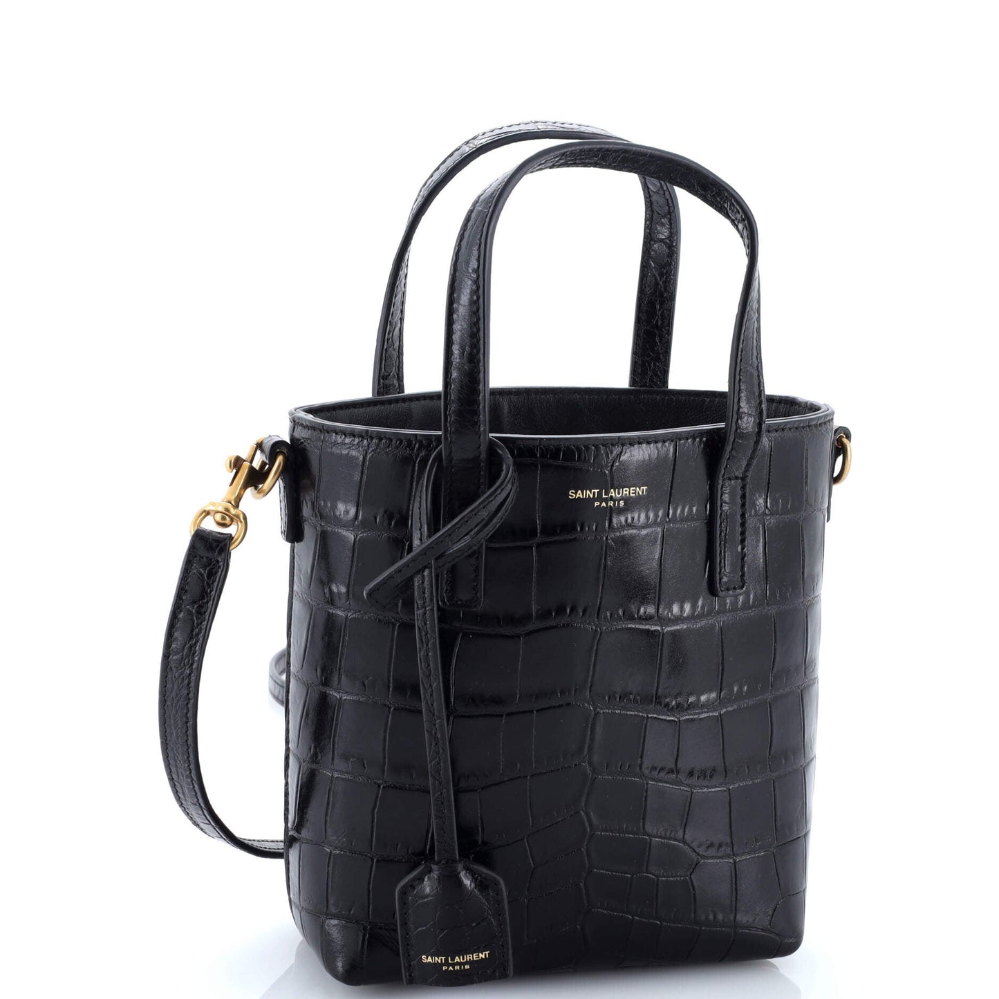 Shopper Tote Crocodile Embossed Leather Mini Toy