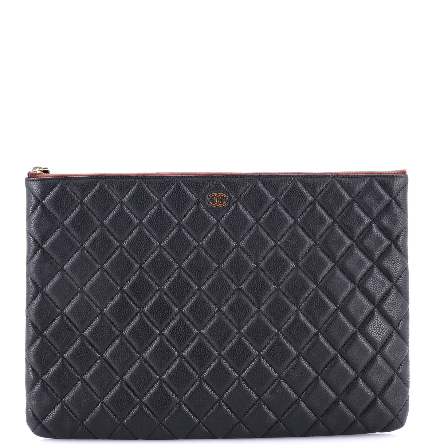O Case Clutch Quilted Caviar Large