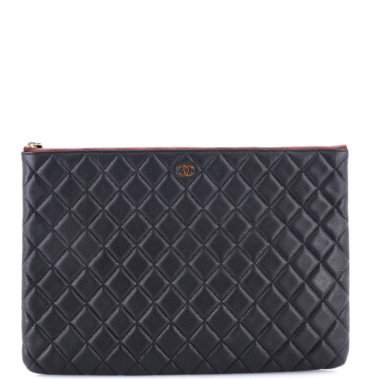 O Case Clutch Quilted Caviar Large