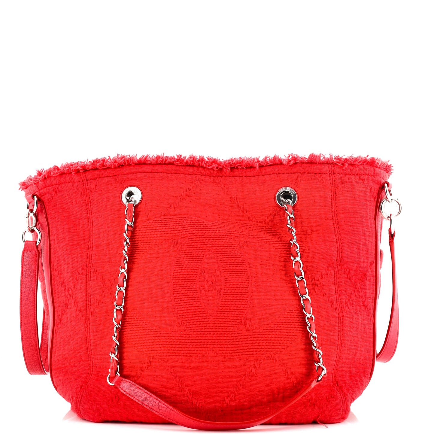 Double Face Deauville Tote Fringe Quilted Canvas Small