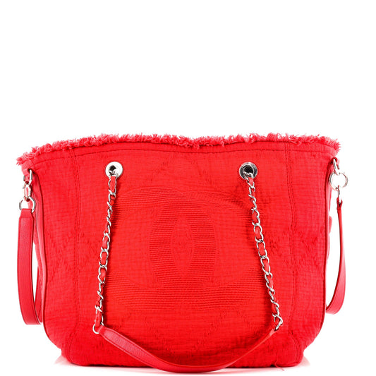 Double Face Deauville Tote Fringe Quilted Canvas Small