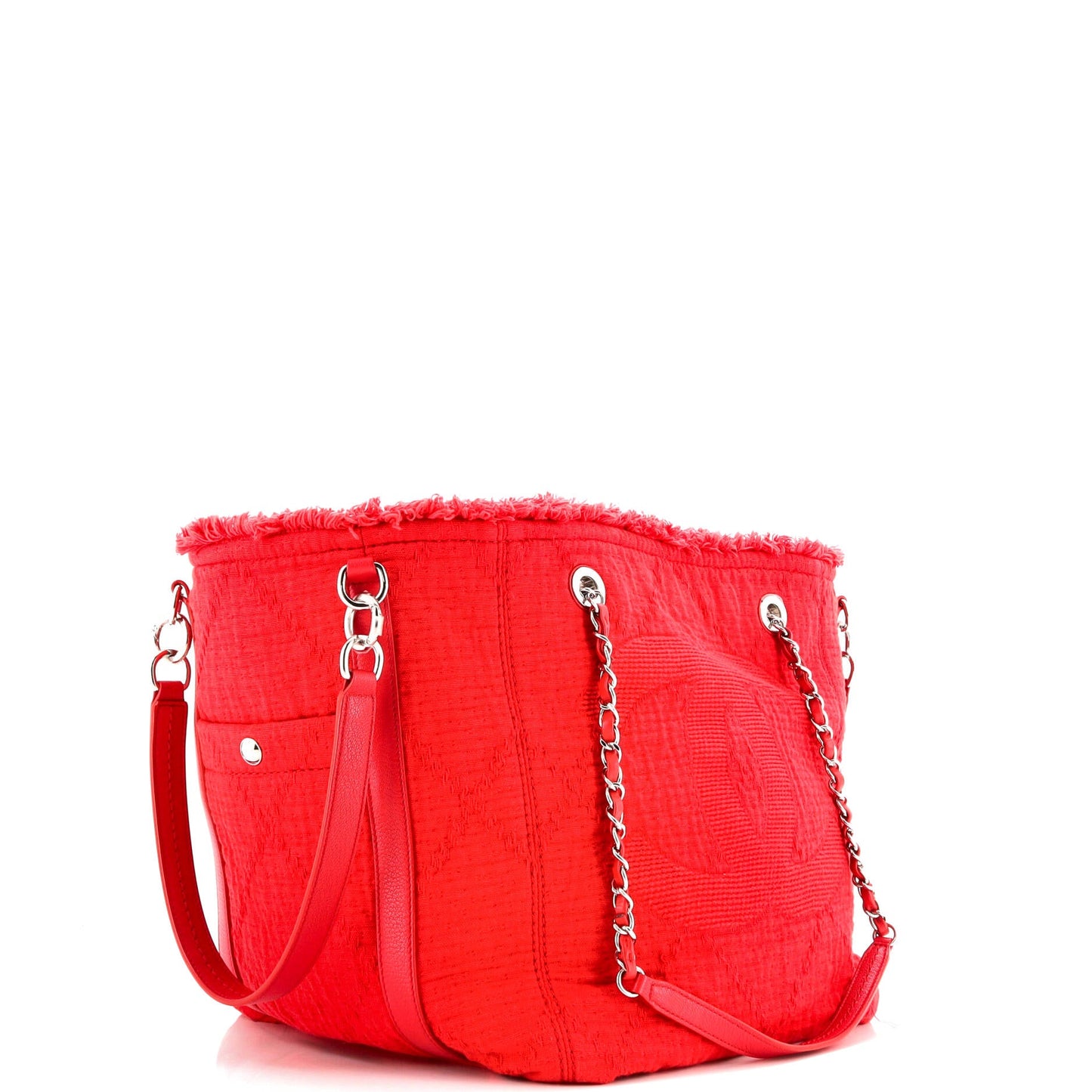 Double Face Deauville Tote Fringe Quilted Canvas Small