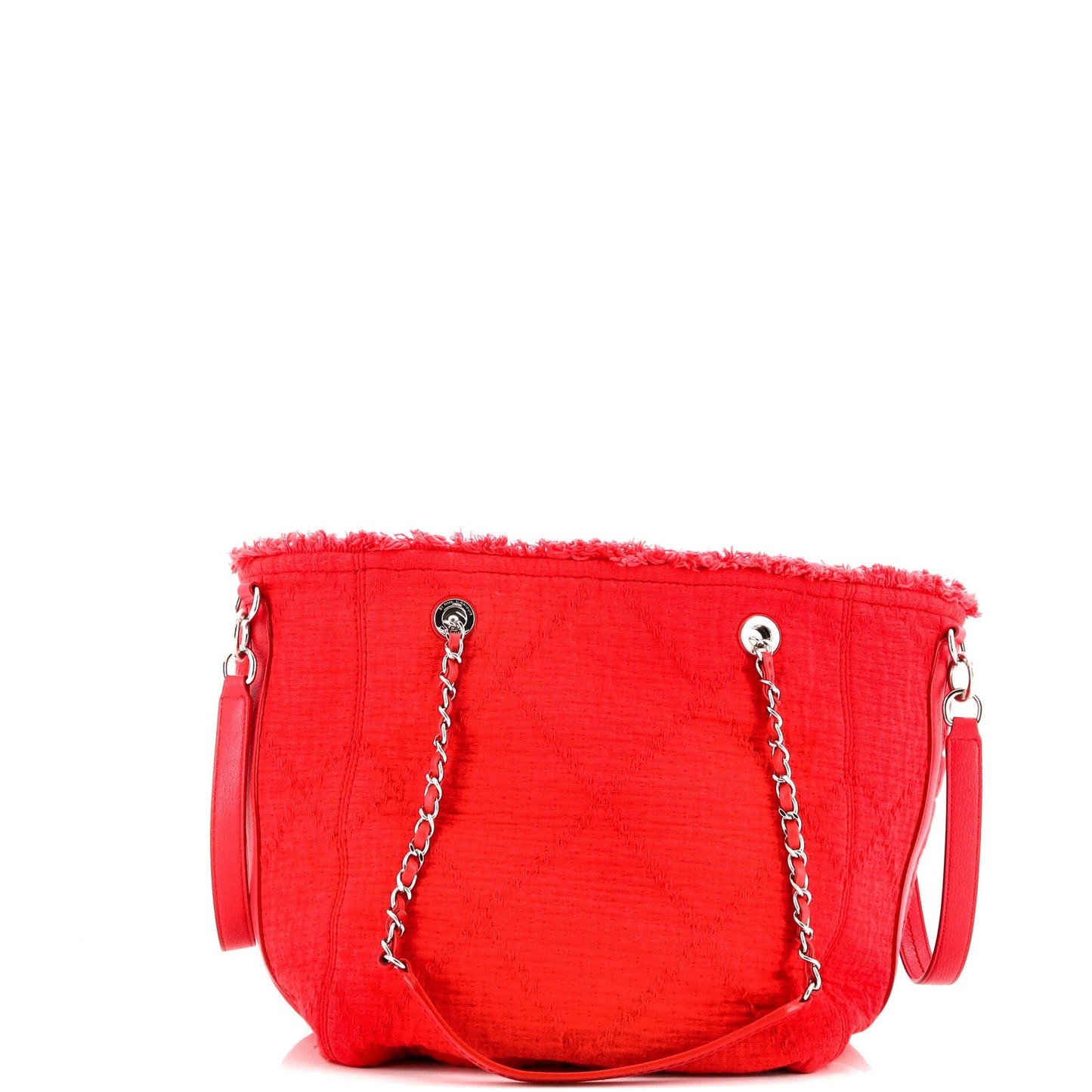 Double Face Deauville Tote Fringe Quilted Canvas Small