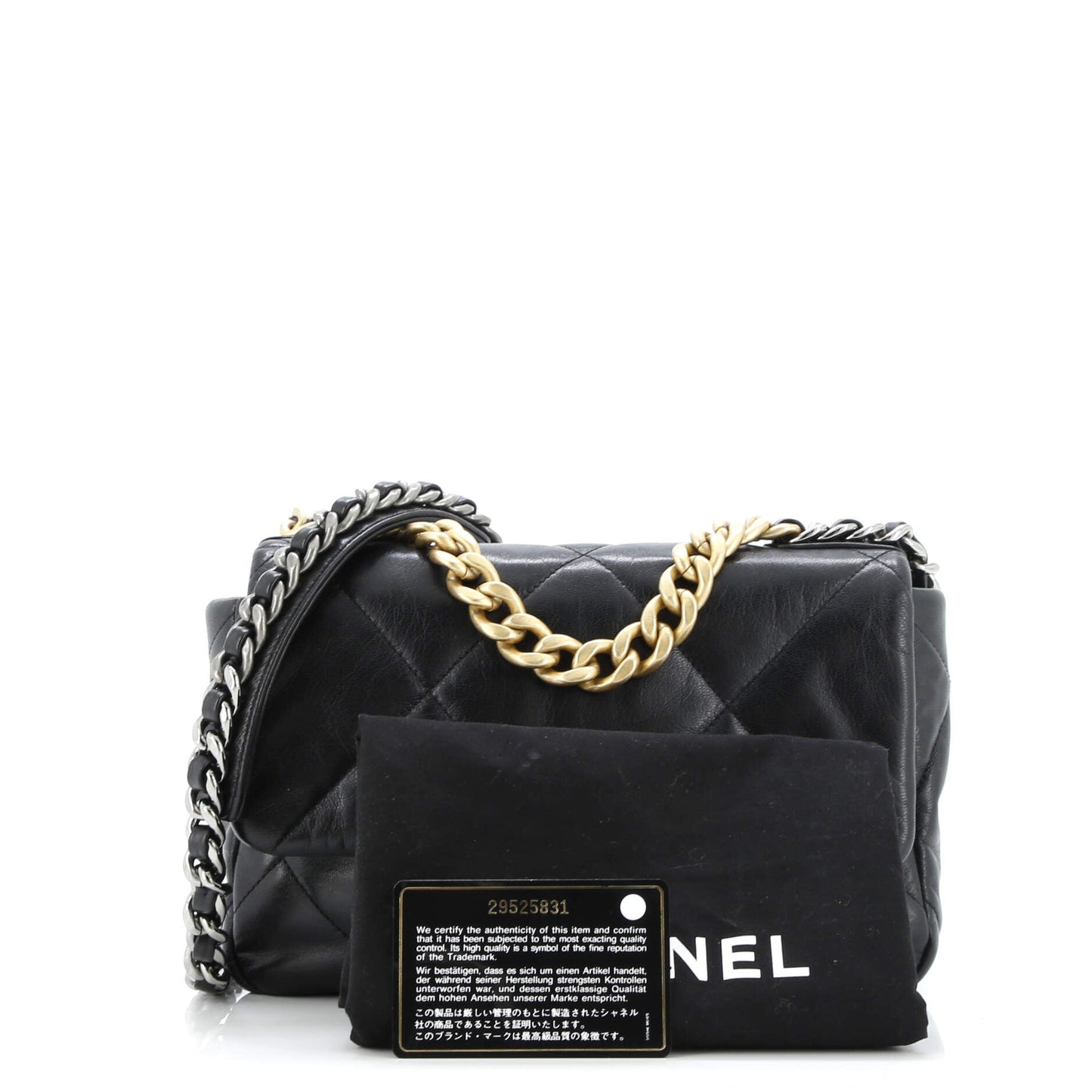 19 Flap Bag Quilted Shiny Crumpled Calfskin Medium