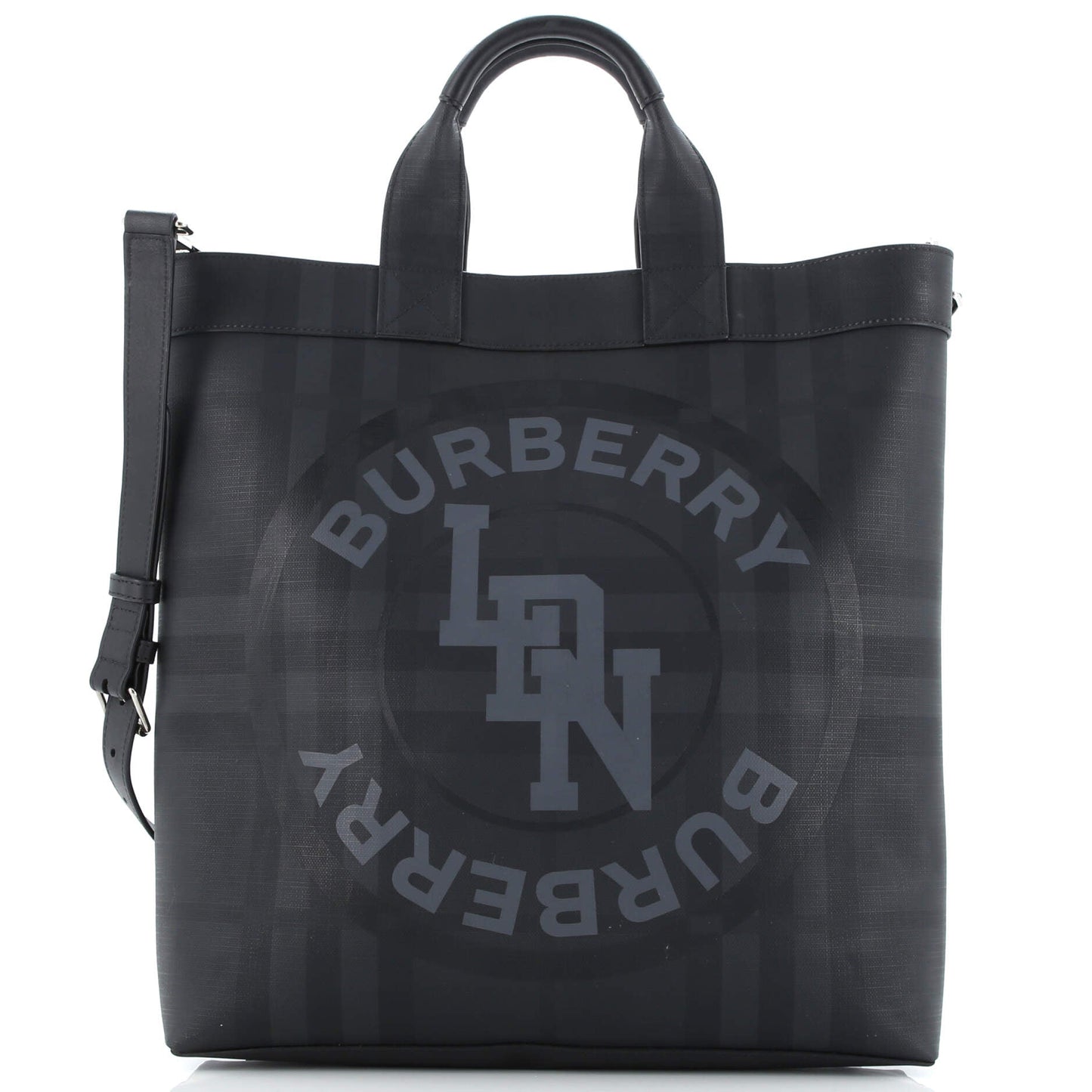 Logo Graphic Convertible Tote London Check Coated Canvas Large