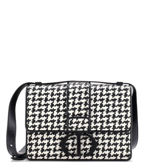 30 Montaigne Flap Bag Houndstooth Braided Leather