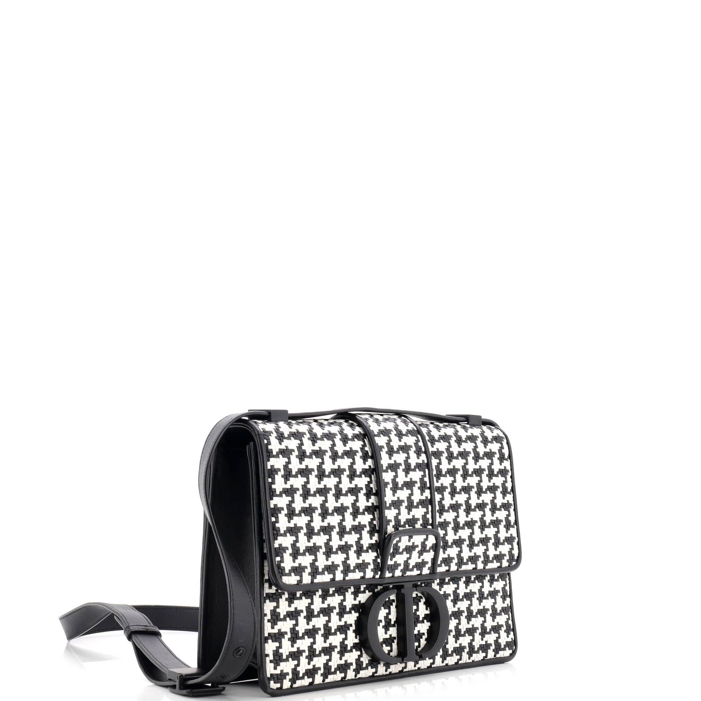 30 Montaigne Flap Bag Houndstooth Braided Leather