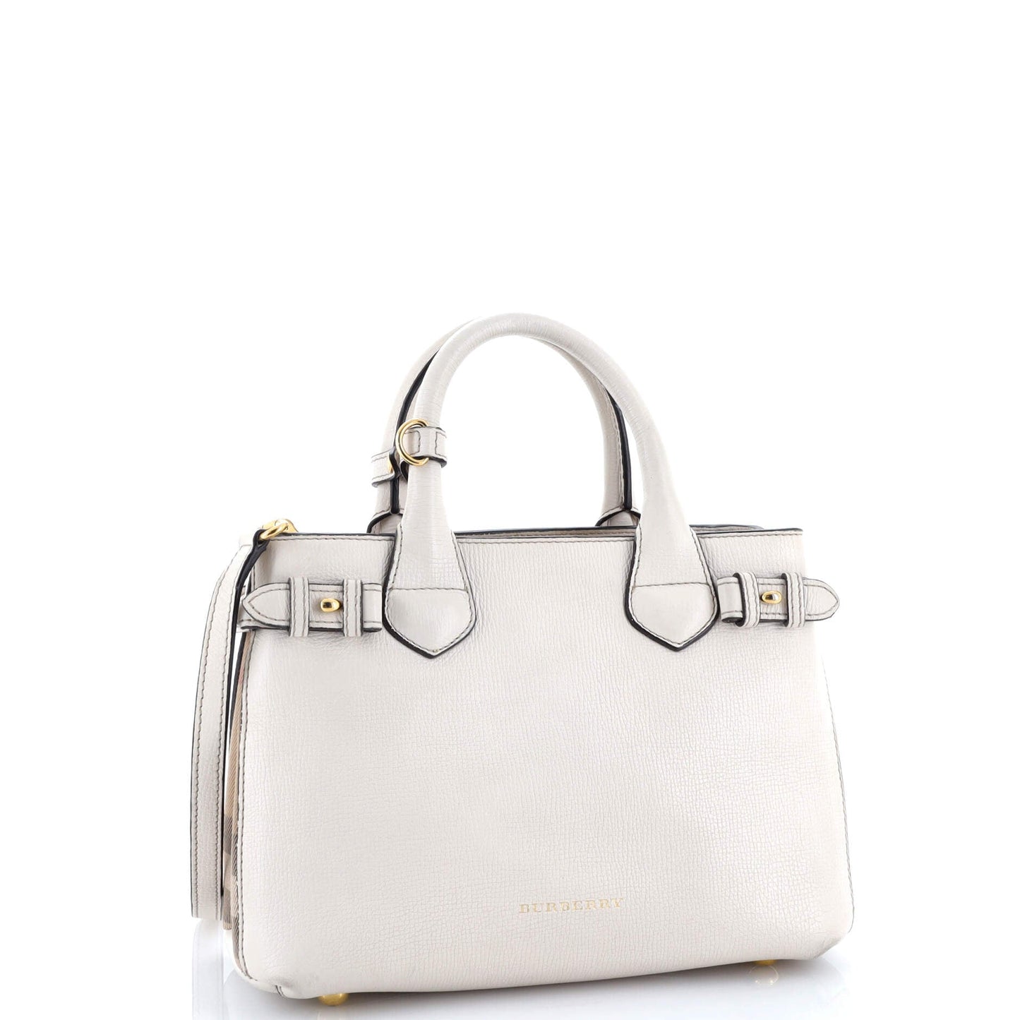 Banner Tote Leather and House Check Canvas Small